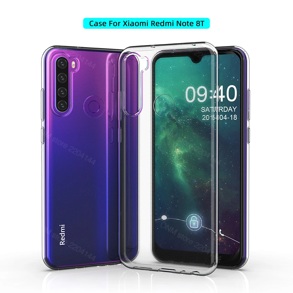 Чехол для Redmi Note 8T Xiaomi силиконовый прозрачный бампер мягкий чехол задняя