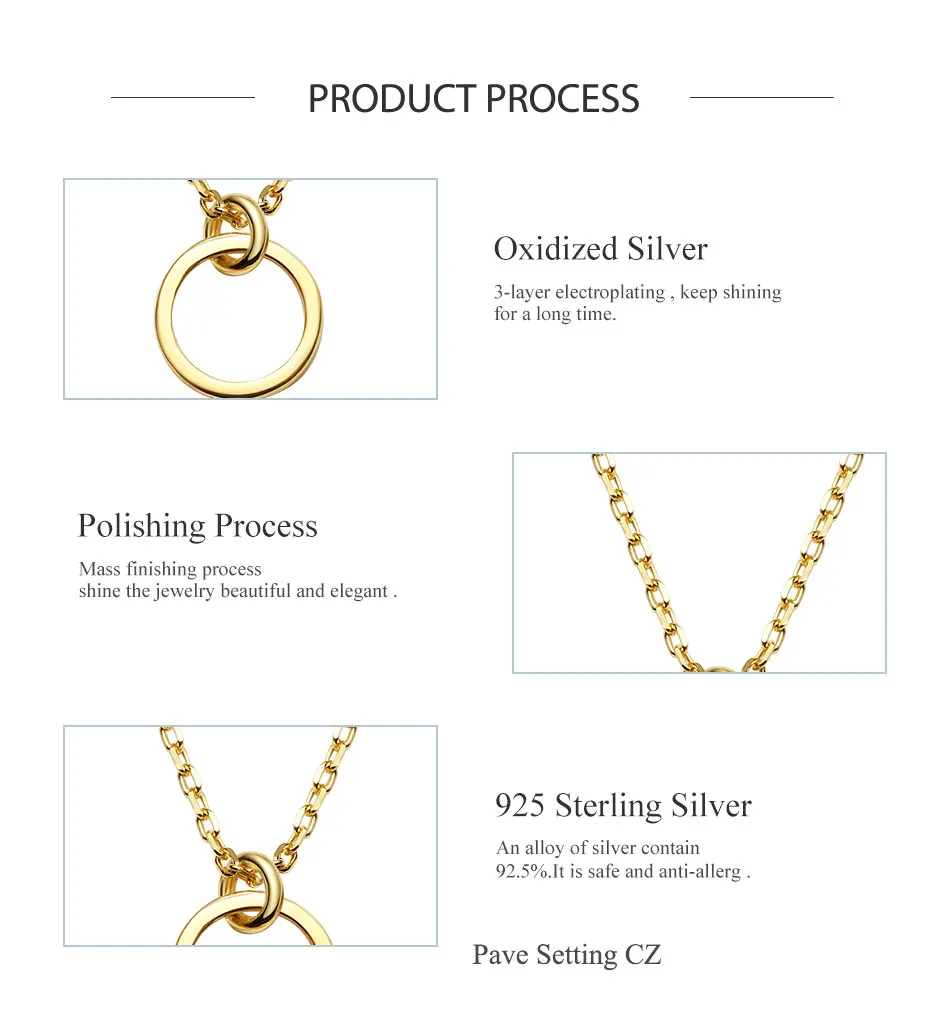 

ELESHE New Simple 925 Sterling Silver Necklace Forever Round Circle Pendant Necklace for Women Fashion Chain Statement Necklace
