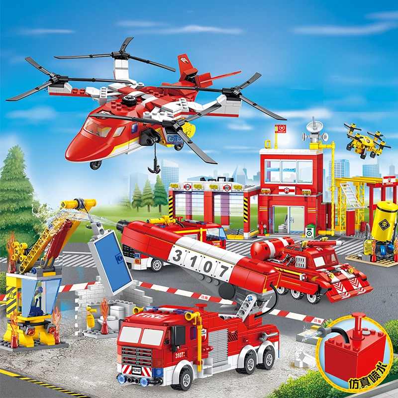 389 шт пожарный самолет строительные блоки городской полиции Спрей Вода