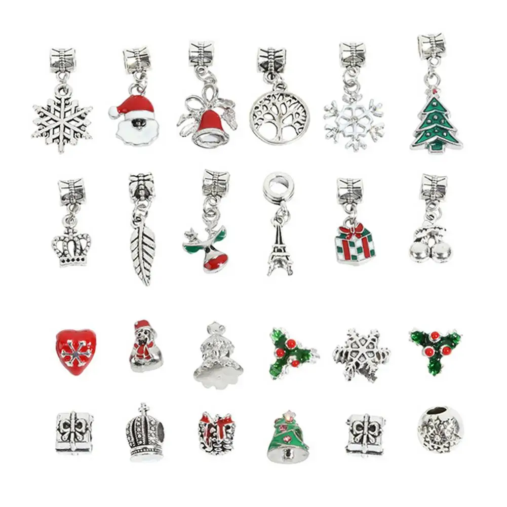 43PCS Christmas Bracelet Set DIY Craft Jewelry Pendant Kits Santa Claus Snowflake Crystal Beads For Girls | Дом и сад