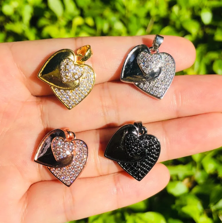 

ANGLANG Luxury Heart Shape Pendant Necklace Bridal Wedding Shiny CZ Stone Romantic Gift Elegant Necklace Jewelry for Women