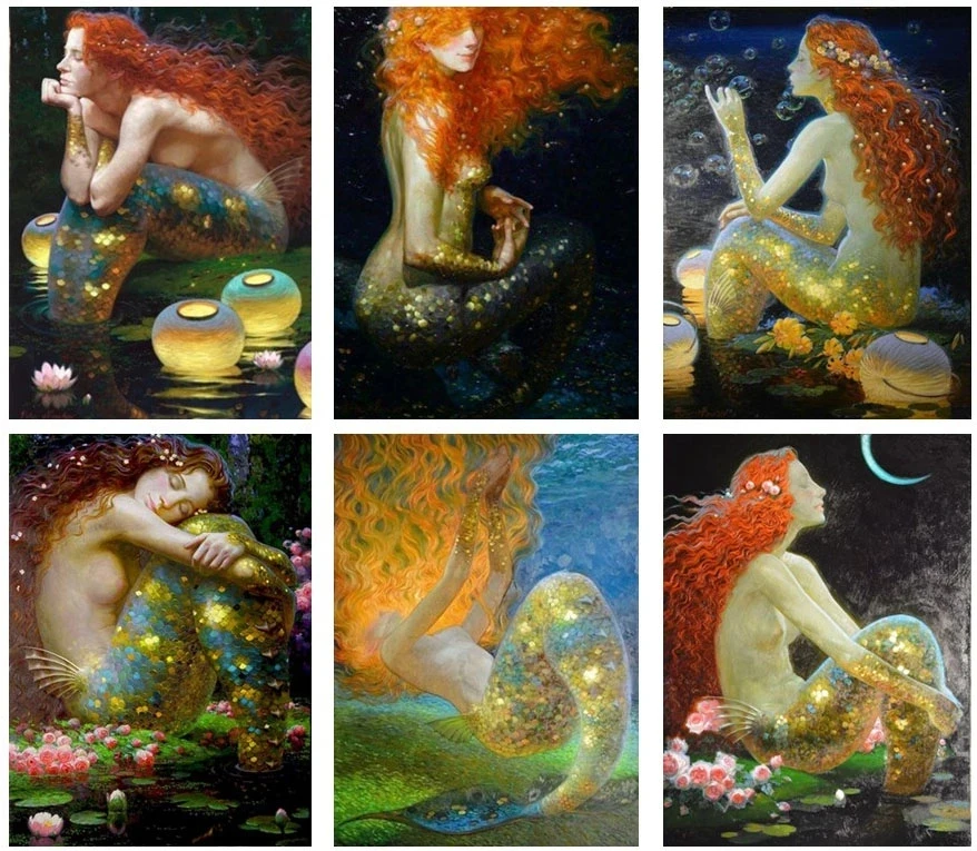 

5D Diy Full Square Round Diamond Painting Mermaid Embroidery Cross Stitch Kit Rhinestone Mosaic Handmade Wall Art Pictures