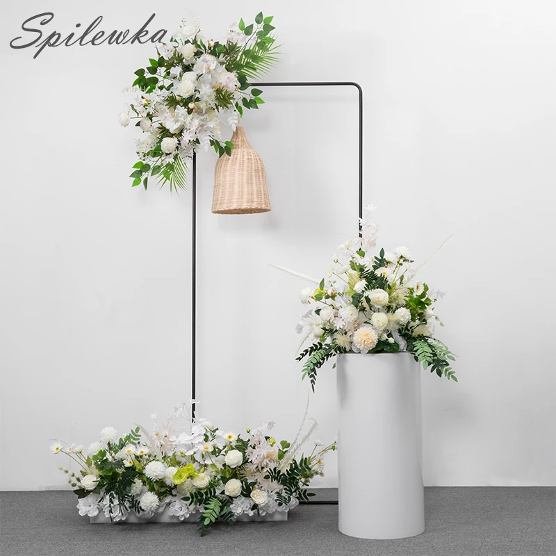 

Spilewka Wall Hanging Arch Decor Artificial Flowers Row Arrangement Wedding Stage Backdrop Centerpieces Table Floral Photo Props