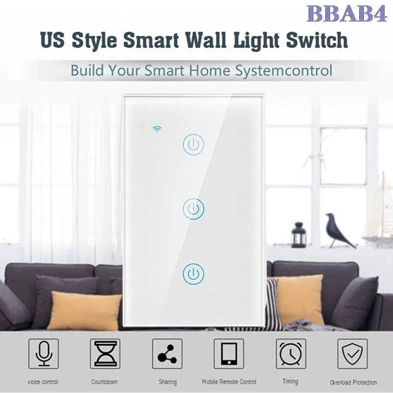 

WIFI Smart Switch 1/2/3 Gang Wall Light Remote Switch For Alexa Google IFTTT