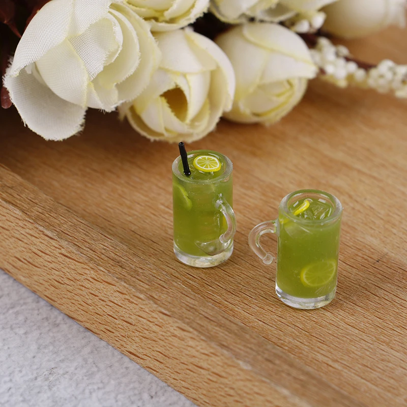 

1Pc 1:12 Resin mini Lemon Fruit Tea Cup Miniature Doll house Accessories Cups Toy Mini Decoration Gifts