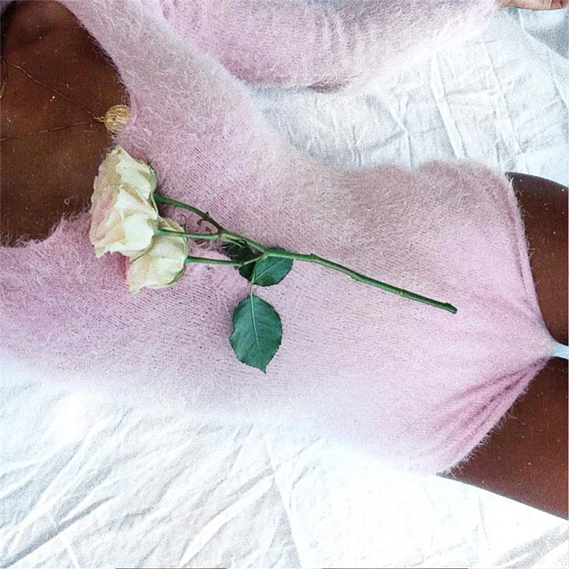 Модный женский вязаный сексуальный облегающий стрейчевый боди элегантный