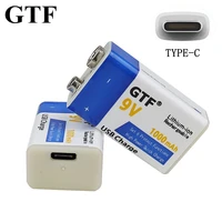 gtf 9v 1000mah type c li ion refillable lithium battery usb for microphone remote control toy gout transport
