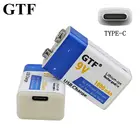 Литий-ионный аккумулятор Gtf 9 В, 1000 мА ч, type-c, перезаправляемый, usb, для микрофона, пульта дистанционного управления, игрушек, транспорта