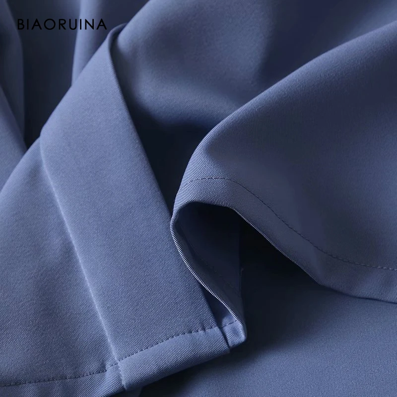 

BIAORUINA Women's Chiffon Single Breasted Simple All-match Elegant Shirt Turn Down Collar OL Style Fashion Blouse Tops