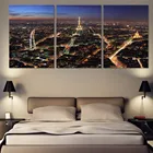 Холст HD, картины, настенные картины, 3 штуки, Парижская Эйфелева башня, Ночной пейзаж, освещение, плакаты, Декор для дома