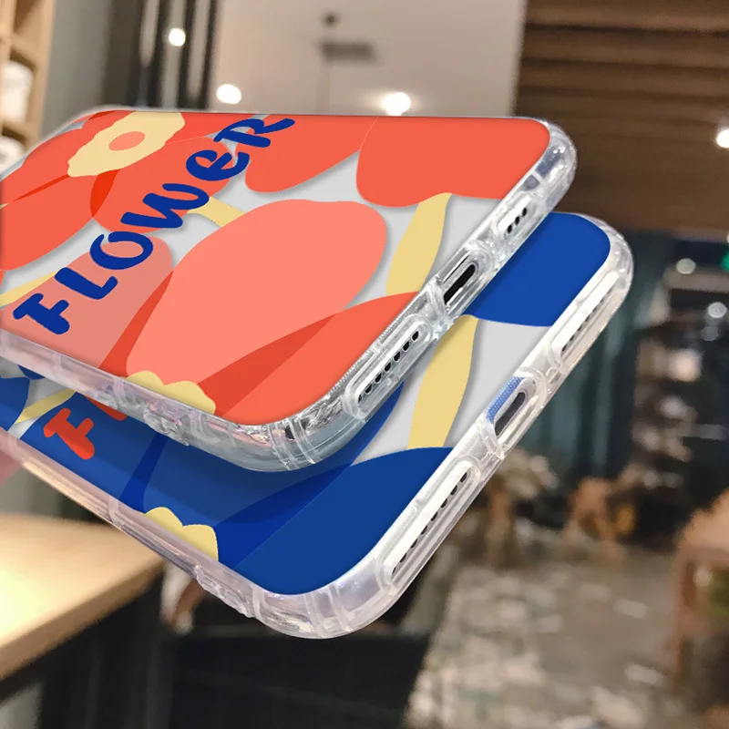 

Painted Flower Case For iPhone 12 Case Silicone For iPhone 11 Pro XR SE 2020 X 7 8 6 6S Plus XS Max Mini Translucent Soft Covers