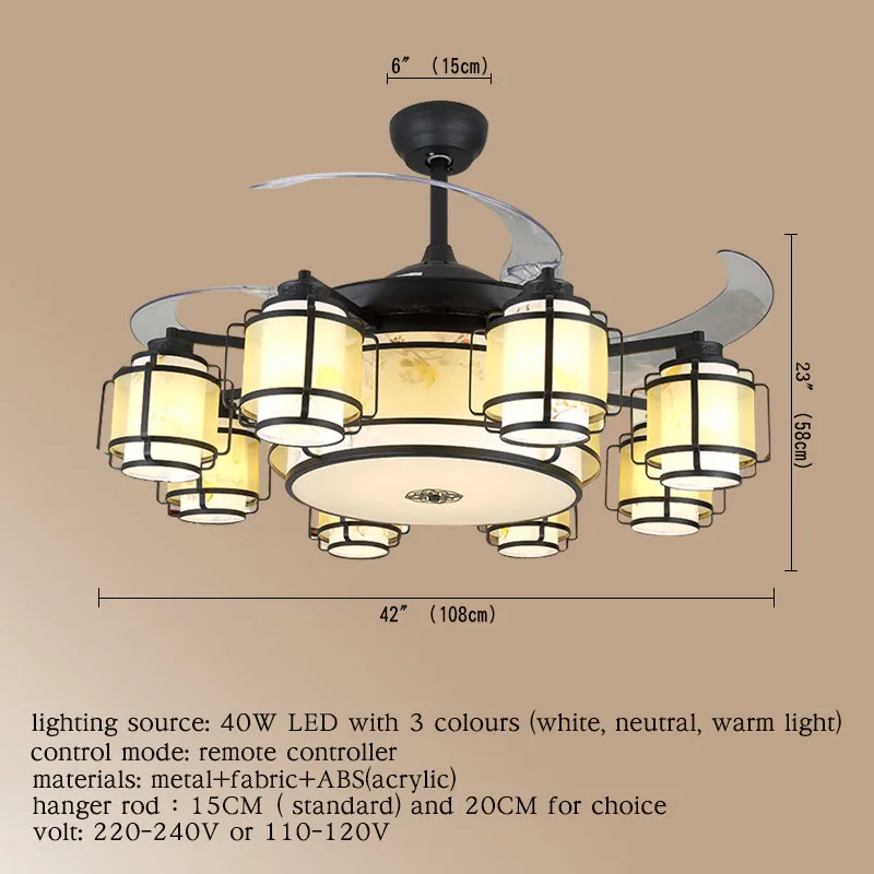 Современные потолочные светильники OUFULA с невидимым вентилятором и пультом