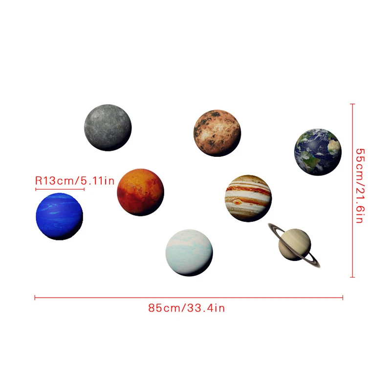 

Creative Solar System Cartoon Wall Stickers For Kids Rooms Stars Outer Space Planets Earth Sun Saturn Mars Poster Mural