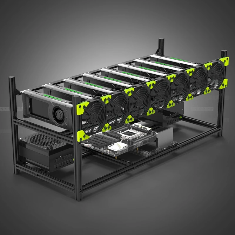 BTC шахтерский чехол для серверной стойки 8 GPU алюминиевая стекируемая горная установка открытая воздушная рама для эфириума горная ETH и т. д. Bitcon XMR ZCash D