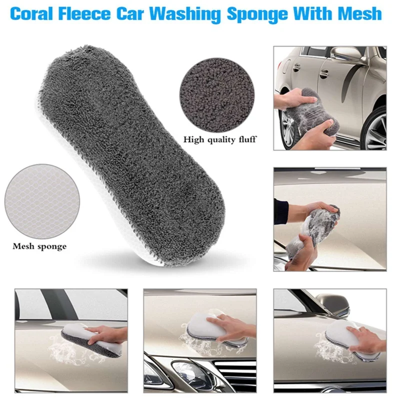 

New Car 9-Piece Care Cleaning Tool Auto wash mitt Microfiber Towel Wash Gloves Wheel Brush Pad Wash Sponge Mitt Auto Car Wash