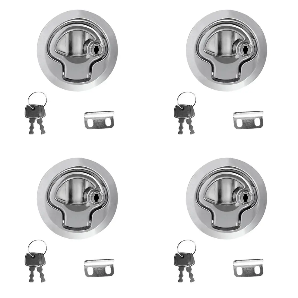

4 Pieces/Set 2'' Round Zinc Alloy Chrome Finished Marine Boat Deck Flush Mount Latch Pull Latch Caravan Door Latch Accessories