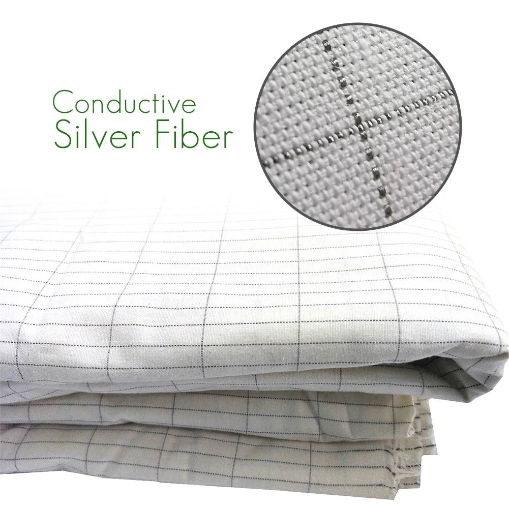 Earthing Bed Sheet / Pillowcase with Conductive Silver Fiber Grounded Antistatic Health Protection Fabric Release Static White