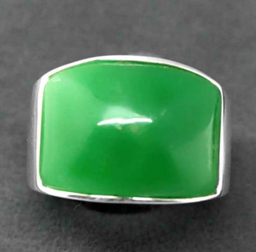 Мужское и женское кольцо с зелеными ядами 7X20mm из стерлингового серебра 925 пробы