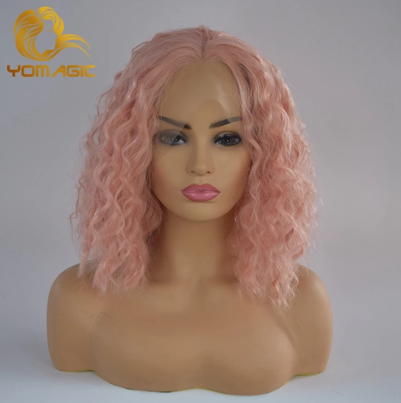 Yomic короткие волнистые бобы кружевные передние парики с естественной линией