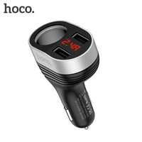 hoco 5v3 1a 96w dual usb car charger with one car lighter slot digital display charging voltage current for iphone 11 xs samsung