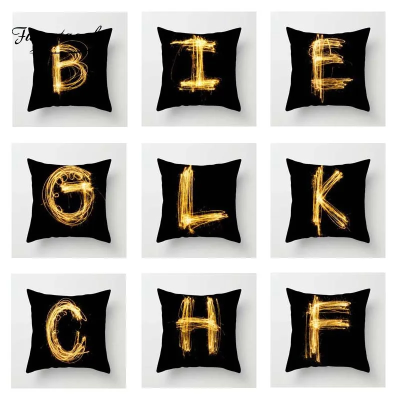 Чехол Fuwatacchi золотистая искусственная кожа Черная мягкая декоративная подушка