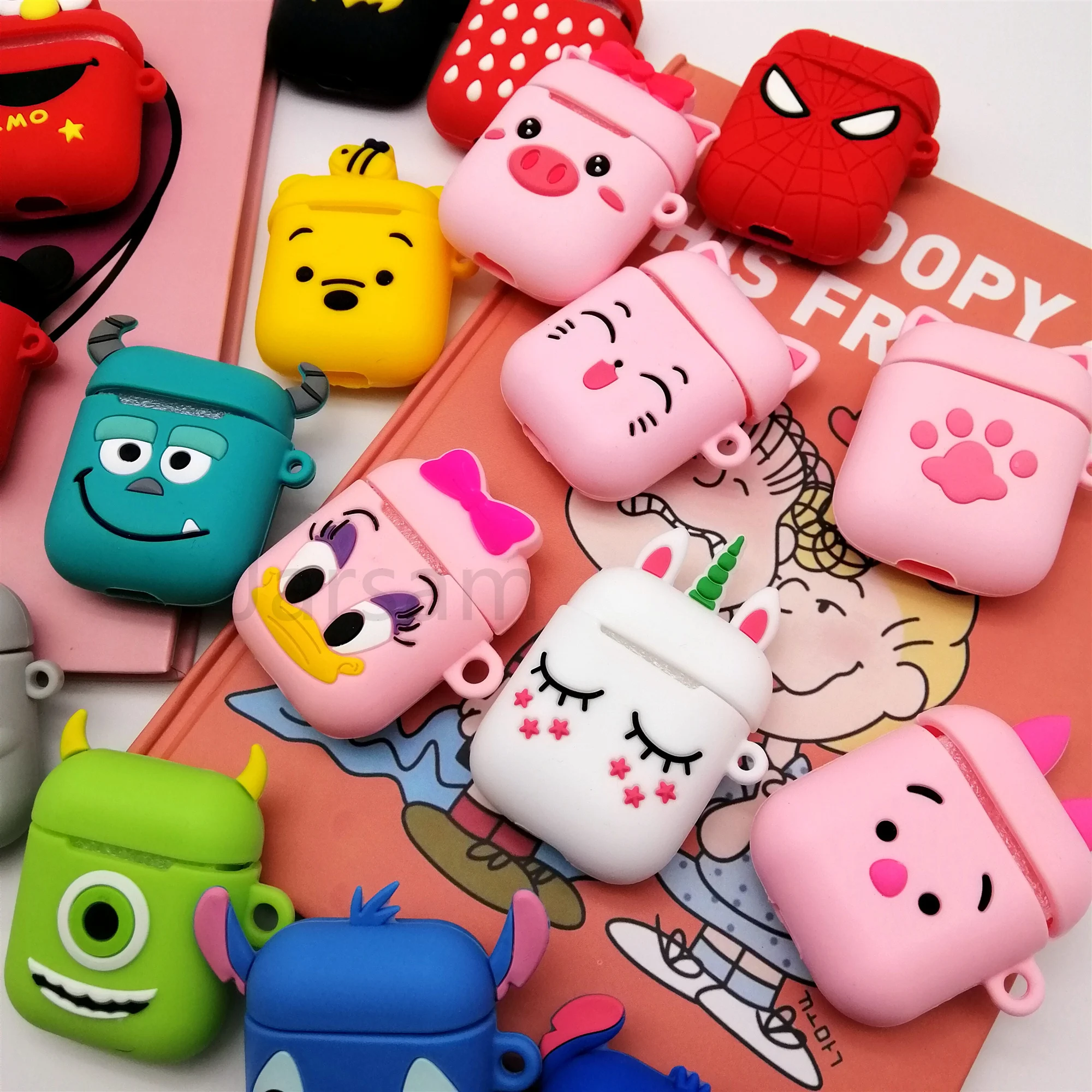 Для Airpods 2 Чехол, силиконовый чехол с рисунком, чехол для air pods, милый чехол для наушников, 3D чехол для наушников, аксессуары для наушников