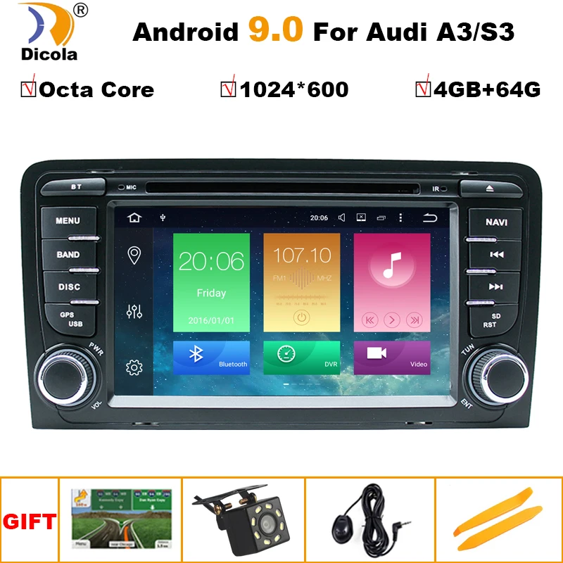 Восьмиядерный Android 9 автомобильный DVD gps для Audi A3 2003-2011 с dvd-плеером Радио стерео аудио авто мультимедиа экран Навигация BT