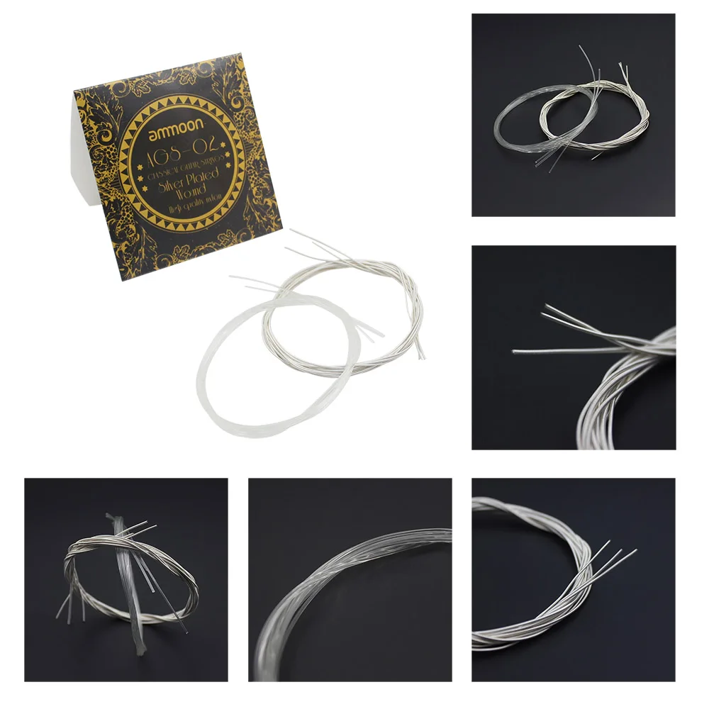 Ammoon AGS 02 Классические гитарные струны прозрачный нейлоновая молния с серебряными
