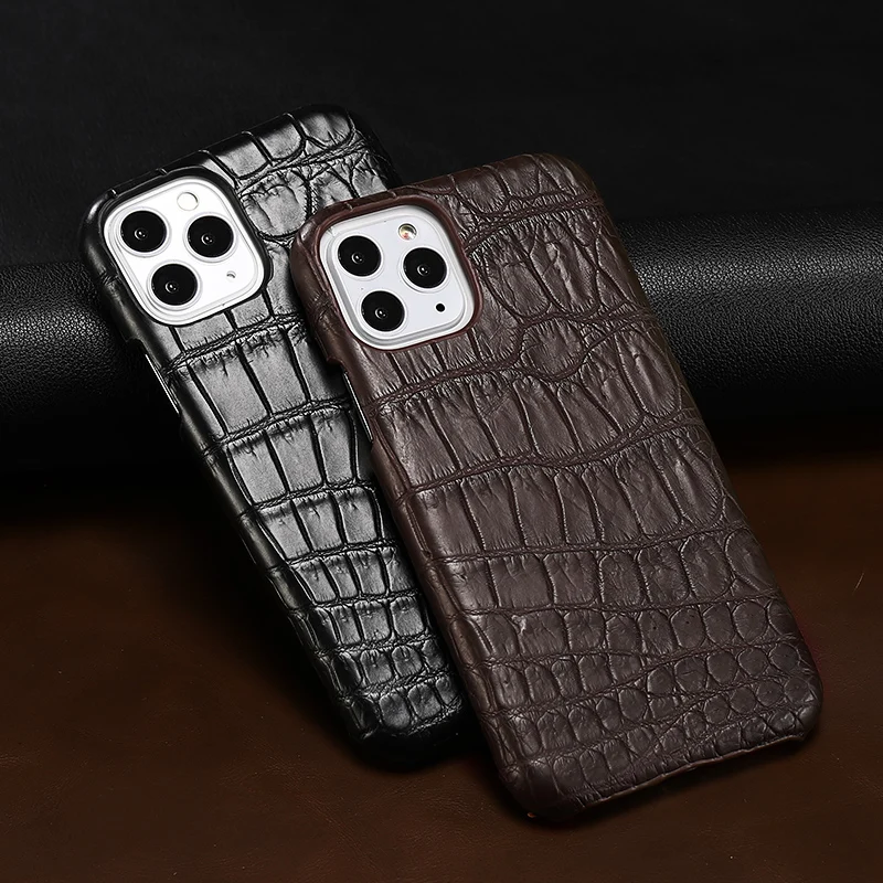 LANGSIDI Brand Quality Crocodile Real Leather case For iphone 12 pro max genuine leather covers for iphone 12 pro 12mini 11 xs x