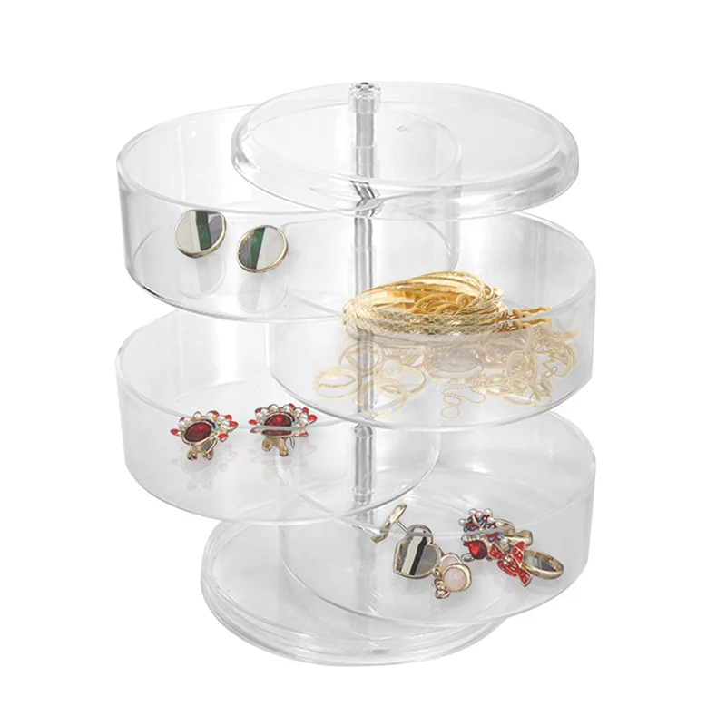 

Fashionable 360-degree rotating storage rack four-layer transparent jewelry storage box dustproof storage box Makeup bag