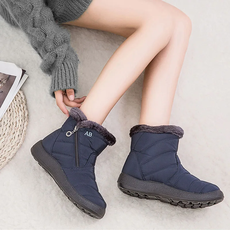 

Winter Warm Womens Boots Waterproof Cloth Upper Snow Boots Casual Short Boots Cotton Shoes Women