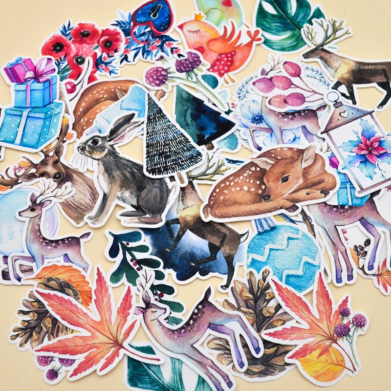 

38pcs Hand Drawing Mysterious Christmas gift Deer sticker Diary Notebook Planner Scrapbooking Animal Stickers stationery