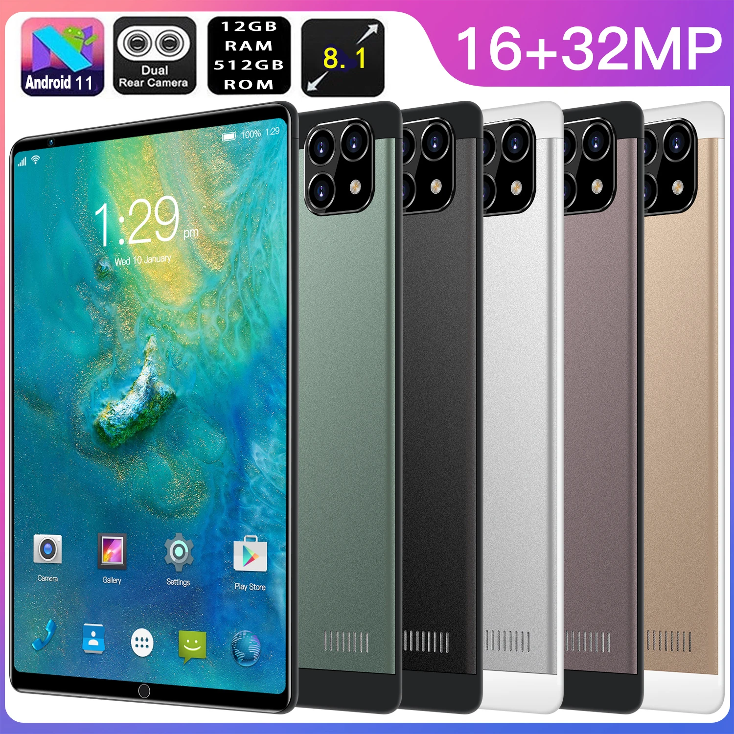 Планшет X22 8 1 дюйма 12 + 2560 ГБ 10 ядер Android 1600 две SIM-карты | Мобильные телефоны и
