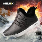 Мужские зимние замшевые кроссовки ONEMIX с мехом, водонепроницаемые кроссовки, легкая Уличная обувь для бега