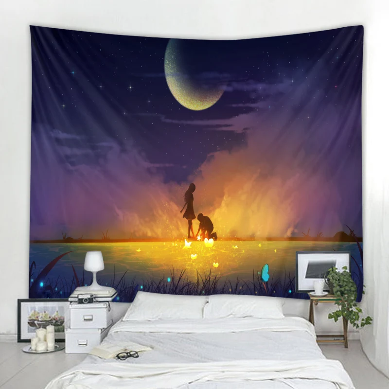 

Psychedelic Starry Tapestry Hanging Under The Stars Couples Bohemian Family Dormitory Decorated Big Blanket