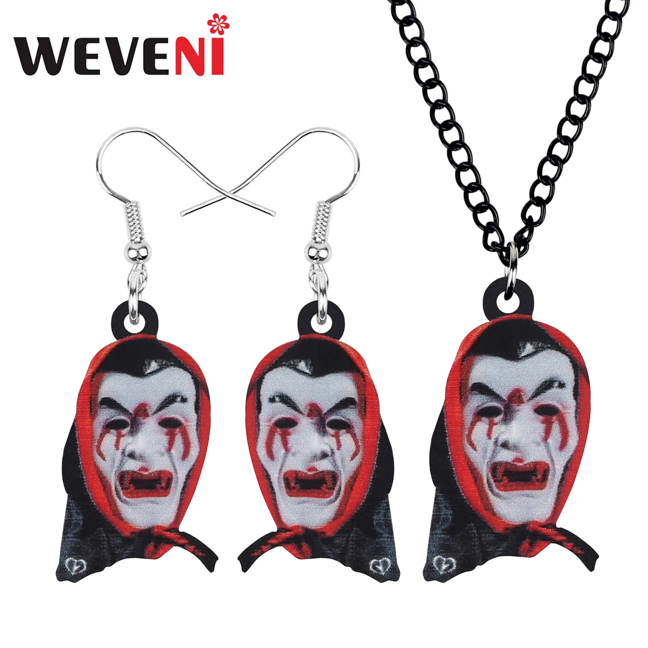 WEVENI Акриловые Ювелирные наборы для Хэллоуина гримаса длинное ожерелье серьги