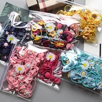 new style 20pcsset colorful flower hair accessories kids girls rubber high elasticity ring hair band head rope ponytail holders