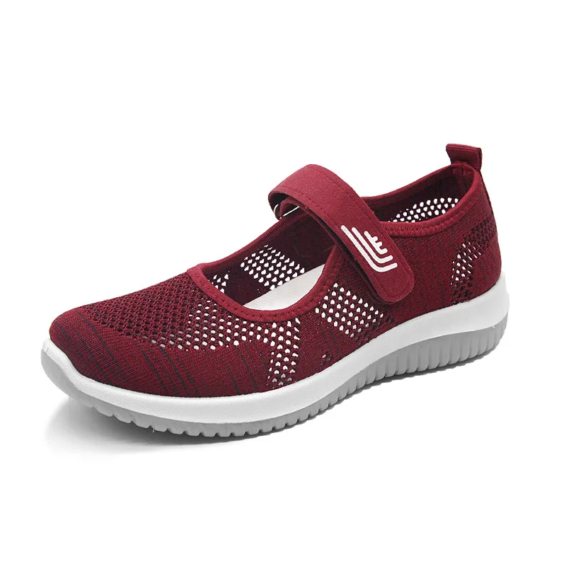 

Summer hollow mother shoes 2021 new walking shoes flying woven sports shoes women lightweight flat shoes ladies casual shoes