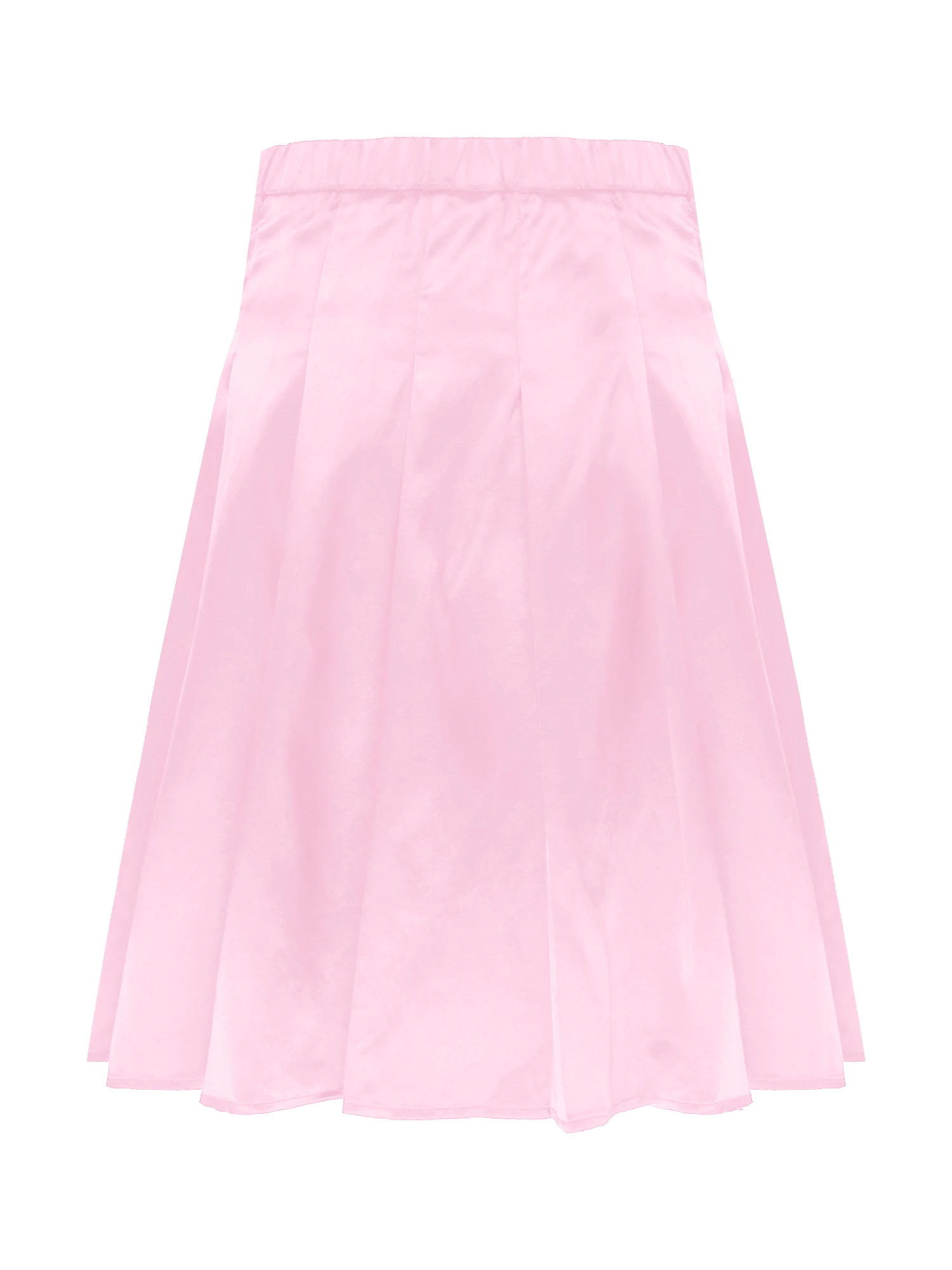 Men Pleated Satin Midi Skirt Loungewear Side Invisible Zipper Back Elastic Waistband Skirts Nightwear Sleep Bottoms