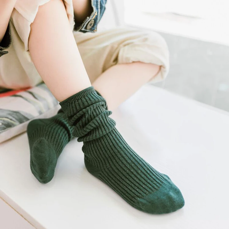 Детские носки для девочек гольфы яркие шелковые без косточек бесшовный носок с