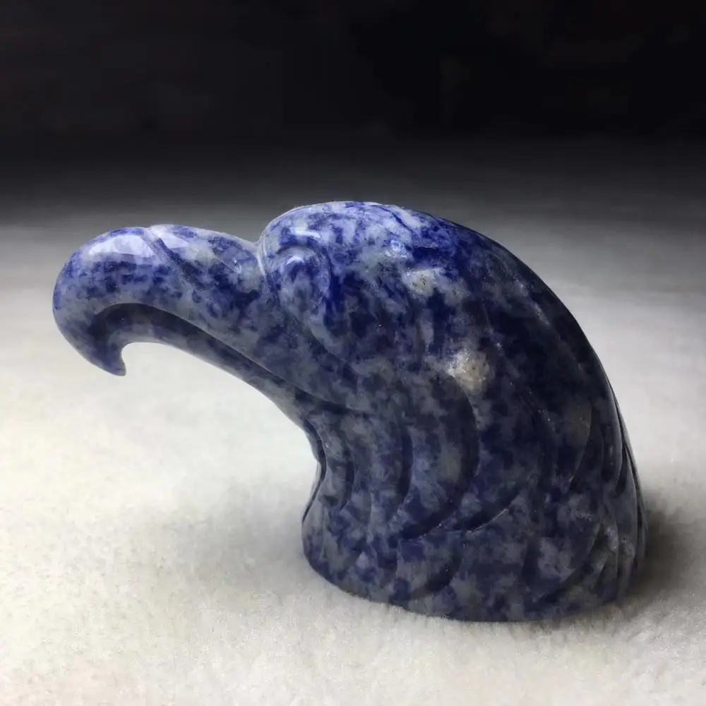 

160.0gNatural blue point stone crystal quartz hand-carved eagle head healing