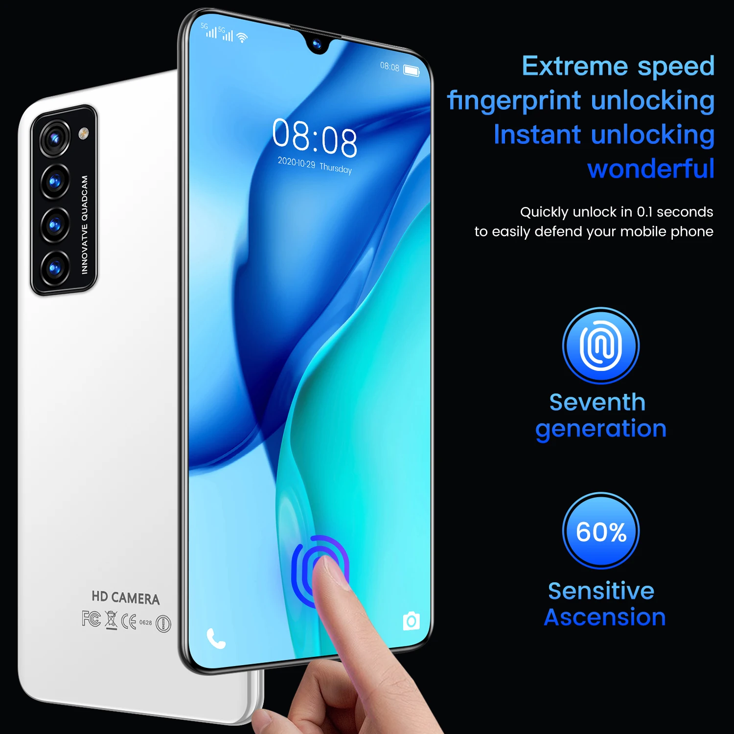 

Global Version Rimo8 5G Network 7.1 Inch Water Drop Screen Smartphone 2021 New Andriod 10 Deca Core 32+48MP Mobile Phone