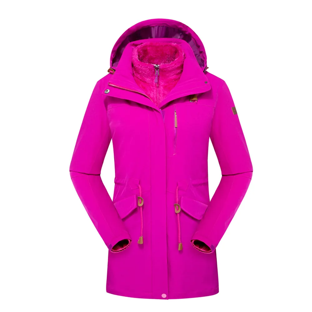 Rose Red(Women) WWKK зимние мужские и женские теплые куртки для ходьбы на открытом воздухе спортивная одежда водонепроницаемые пальто одежда с капюшоном Кемпинг Треккинг Лыжная куртка - Цвет: Rose Red(Women)