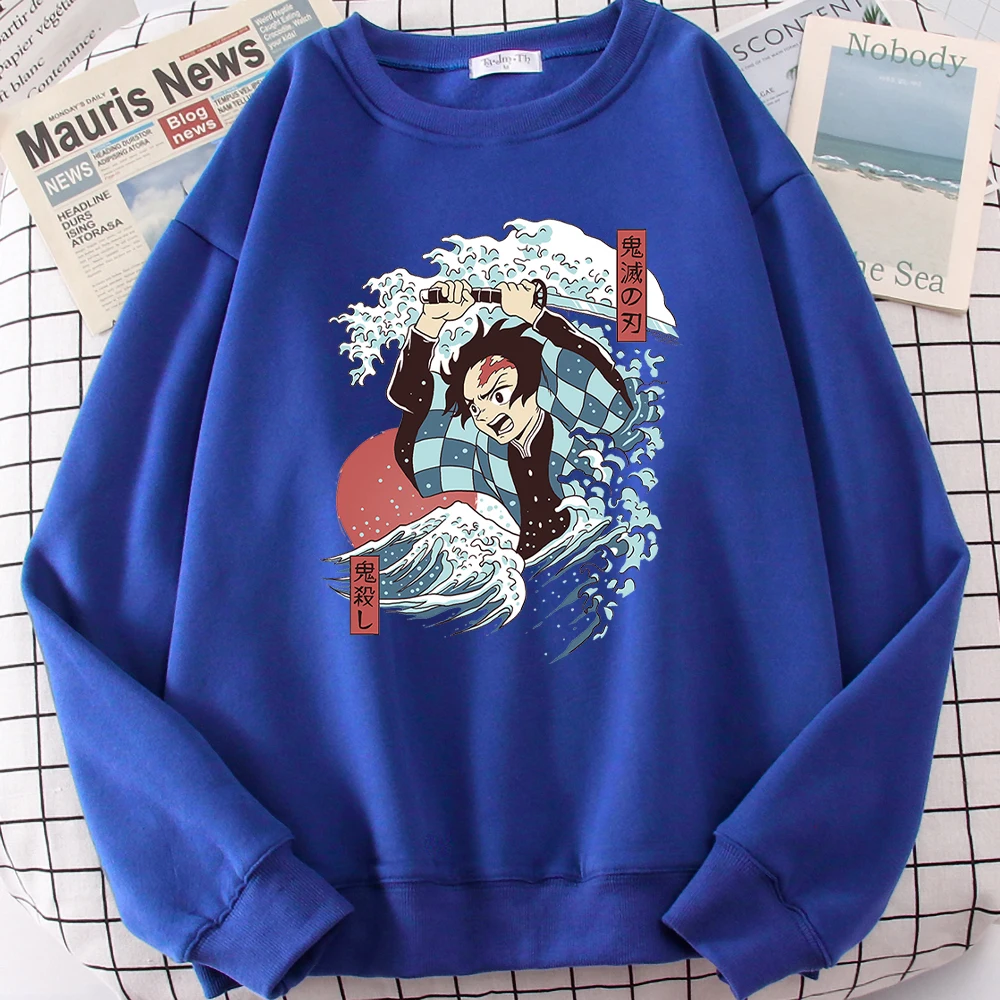 

Demons Slayer Ukiyoe Style Hoodies Men Anime Hip Hop Autumn Clothes Casual Fashion Hooded Sweatshirt Autumn Loose Tracksuit Male