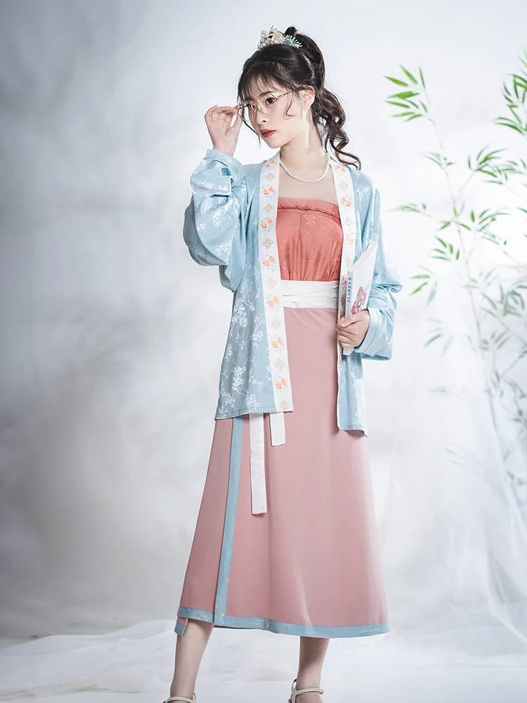 

Hanfu 2pcs spinning skirt two piece airplane sleeve Song Dynasty Chinese Hanfu women's full set chinese costume for women