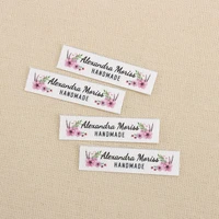 160pcs ironing labels logo or text personalized brand clothing labels flowers custom design fabric tags tb3108