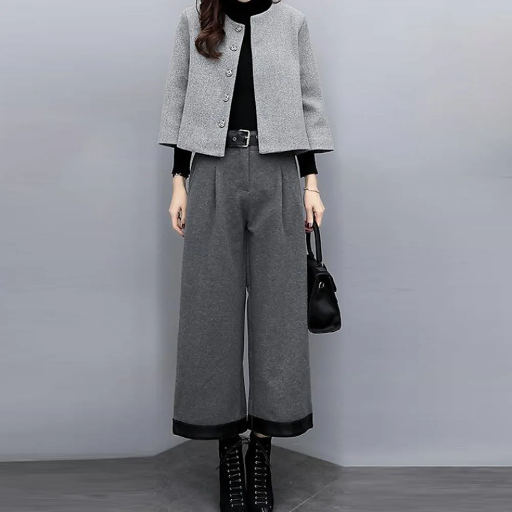 Женский комплект из двух предметов осень 2019 шерстяное Короткое пальто длинные