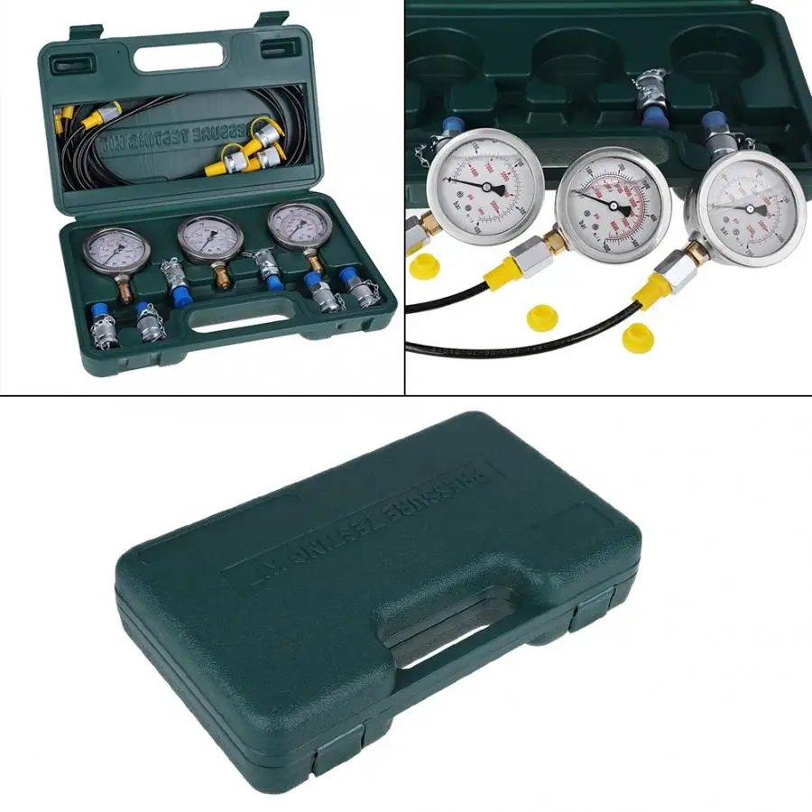 Excavator Hydraulic Pressure Test Kit with Testing Hose Coupling and Gauge Tool