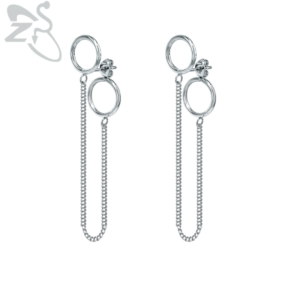 2 pcs ZS серьги-кольца из нержавеющей стали с крестиком и перьями Kpop, мужские круглые висячие серьги в стиле хип-хоп, рок-ролл, панк, ювелирные изделия, aros mujer - Окраска металла: 2 pcs