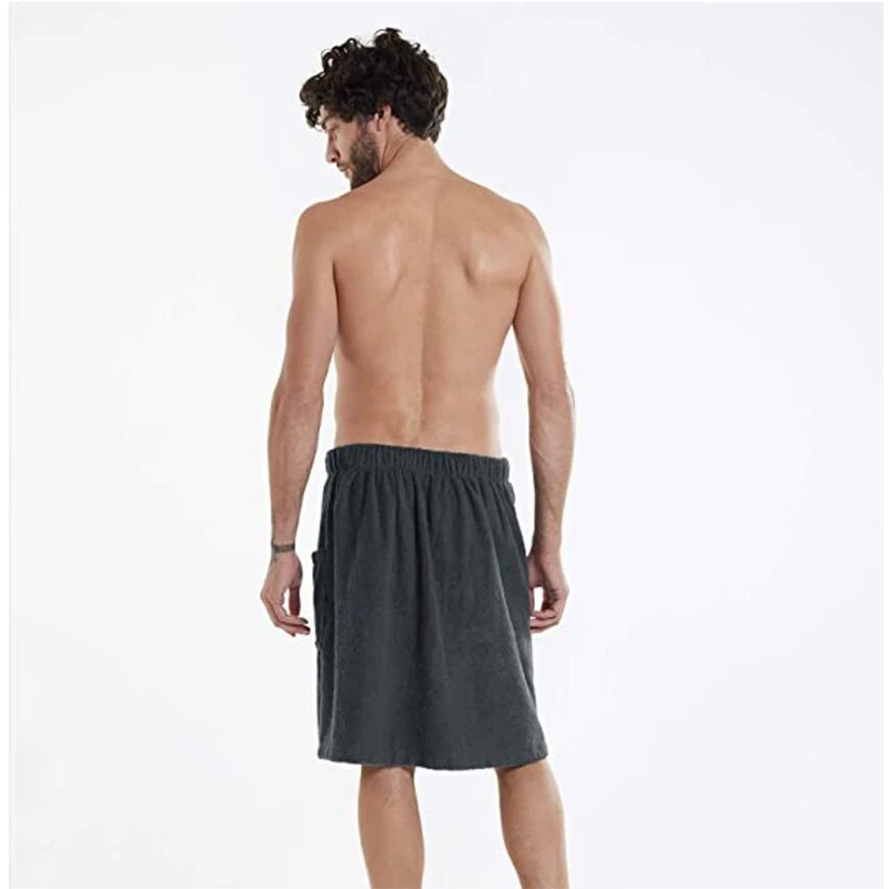 Мягкое мужское банное полотенце с карманом мягкое из микрофибры Magic пляжное для